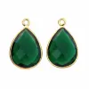 Emerald Quartz Faceted 12x16mm Pear shape Gemstone Charms Gold Plated 925 Sterling Silver Connector and Charms pendant stone
