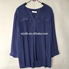 100% Silk Open V neck Silk CDC Boutique Diamond Sequins Decorated Silk Tunic Blouse for women