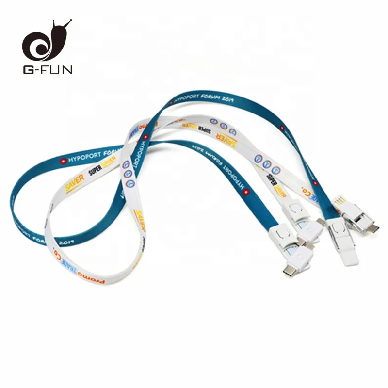 New Promotional Gift Items 4 3 في 1 all-in-one Lanyard USB Cable With Custom Logo