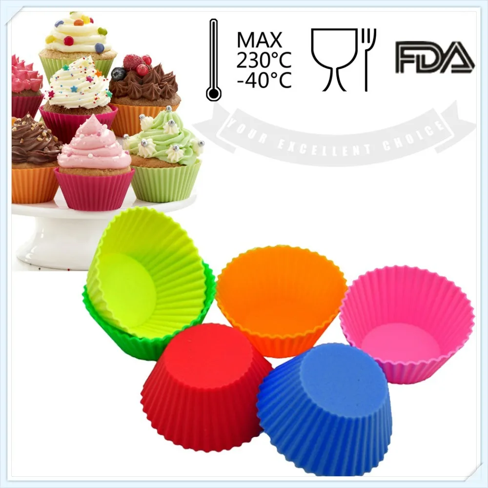 10pcs/1lot Round shape Silicone Cake Cupcake Muffin Mold Mould Bakeware Maker Mold Tray Baking Cup Liner Baking Molds