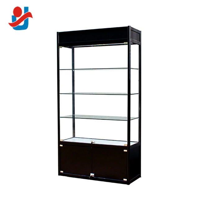 Mirror Backside Glass Display Showcase With Led Lights Cabinet