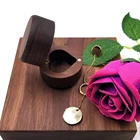 wholesale round heart shape solid walnut wood Jewelry ring box for Christmas Gifts and Crafts