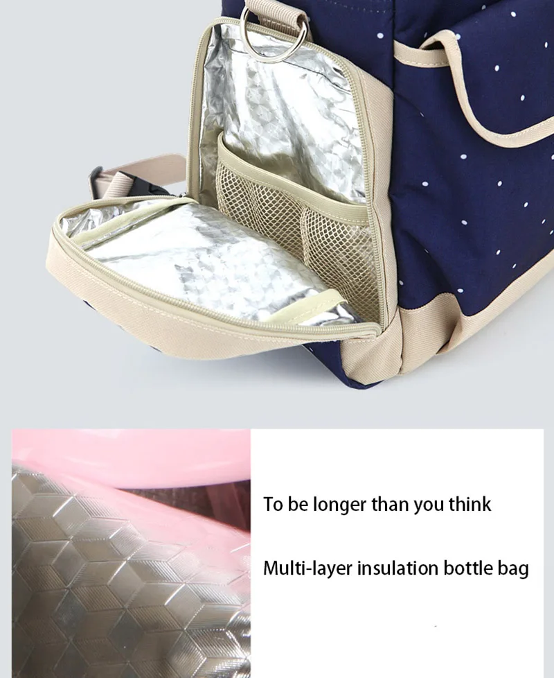 5 PcsSet Baby Diaper Bag Large Capacity Oxford Dot Nappy Backpack Waterproof Mummy Maternity Nursing Designer Mochila BB6019 (4)