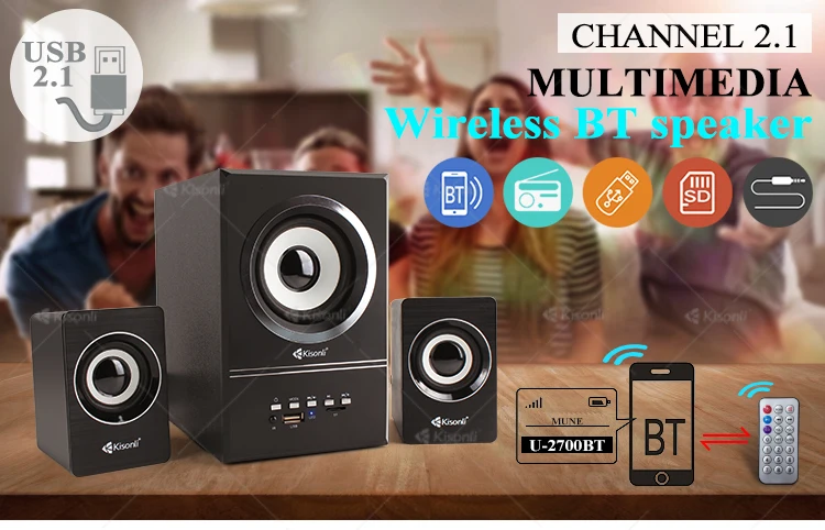 Mini Digital Kisonli USB 2.1 Speaker with FM Radio,Support USB driver TFcard /MP3 audio files with remote control - ANKUX.COM