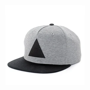 custom grey & black snapback hat with leather patch