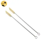 Paper Box Package Bamboo straw Supermarket Stainless Steel Metal Shank Nylon Cleaning Colored Bent Drinking Straw Brush