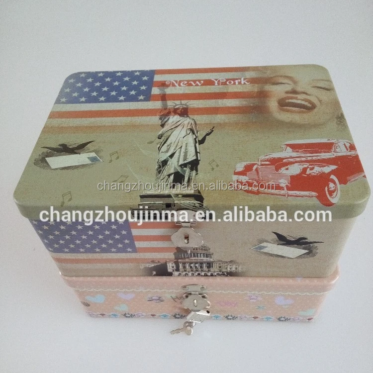 factory direct sale customized candy tin box with lock and key