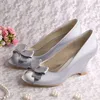 Wedopus Silver Wedding Shoes Wedge Heel
