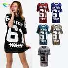 YIZHIQIU Long Digital Print Loose T Shirt Sequin Woman Dress