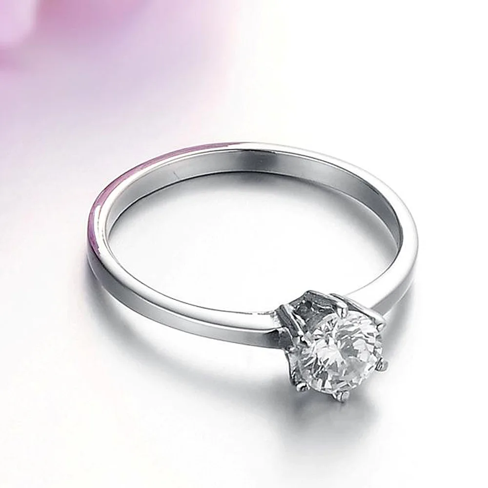 Custom Personality classic big rhinestone titanium silver 316l stainless steel rings wedding engagement ring women
