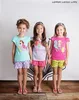 New baby girls outfits cute flutter sleeveless cartoon T shirt soild color ruffle pant