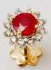 Round big ruby gemstone nose pin, Pretty prong setting gemstone diamonds design, Red gemstone nose pin supplier