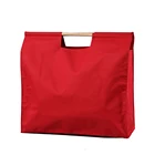 Shopping Tote Bag With Wooden Plain Polyester Bag With Wooden Handle