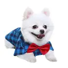 Wholesale cotton puppy dog pet suits with bow tie summer plaid dog shirt