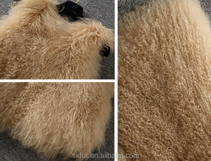 women"s high quality real mongolian lamb fur coat genuine fur