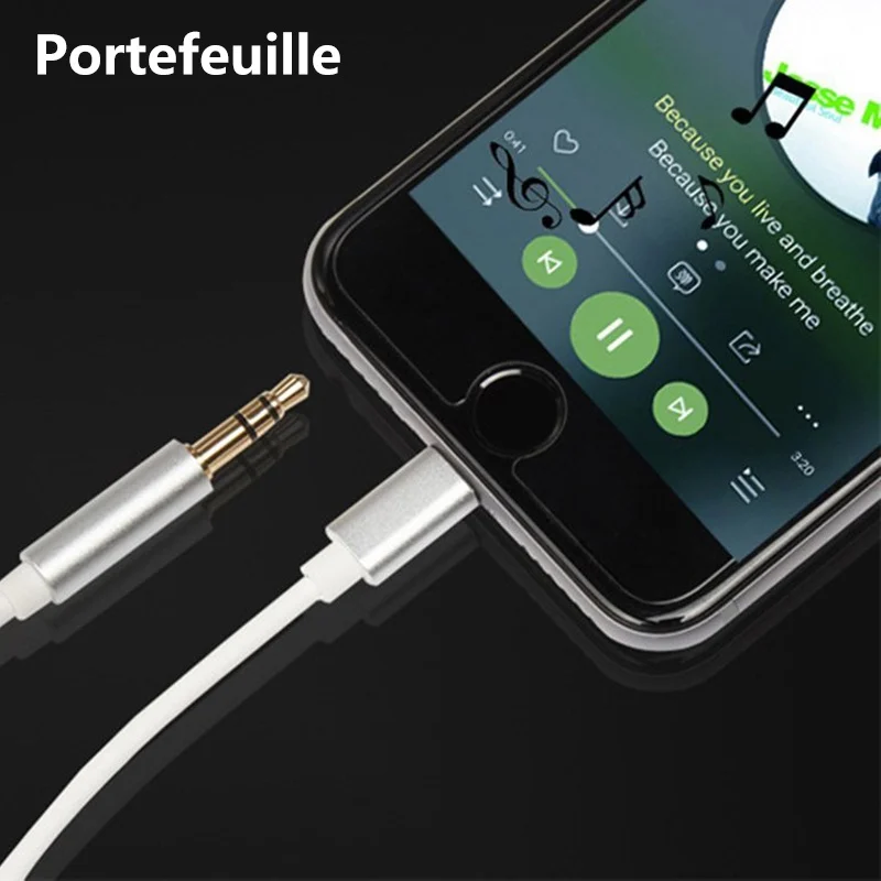 Portefeuille 3.5mm Male Aux Stereo Audio Gold Cord cable for Apple iPhone 8 X 7 Plus 6 6S Headphone Adapter to Car Stereo 3.5 mm (5)
