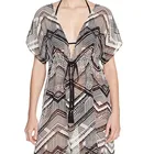 Unique print tunic swim cover up chiffon tunic for women