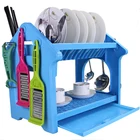 Wideny modern home kitchen 3 tier Green Eco friendly House Type pull down drainer plastic dish rack with cover
