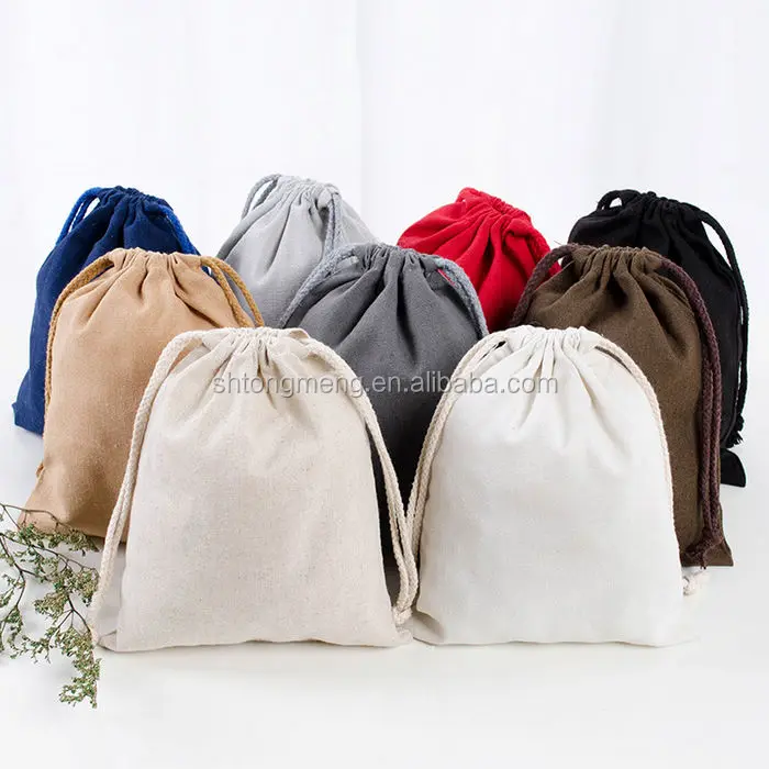 custom natural white bag cotton canvas drawstring pouches gift