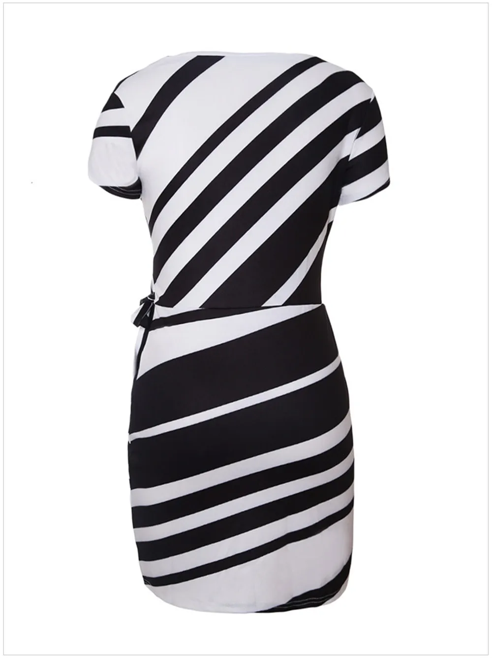 Office Slim dress women 2018 Spring Pencil Black&White Stripe Knot Sheath Party Dress Vestidos Robes Casual Working Dresses (7)
