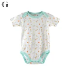 Children's Short Sleeve Printed Pajamas 100% Cotton Baby Rompers