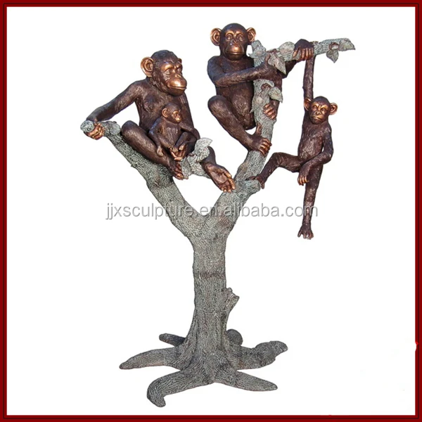 bronze sculpture 3 monkeys sitting monkey statue