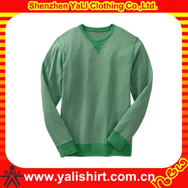 green o-neck blank cotton casual men long sleeve inner wear