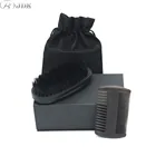 Wooden Beard Comb and Brush Set Men Grooming Kit with Black Gift Box Packing