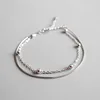 Simple double chain 925 sterling silver bracelet