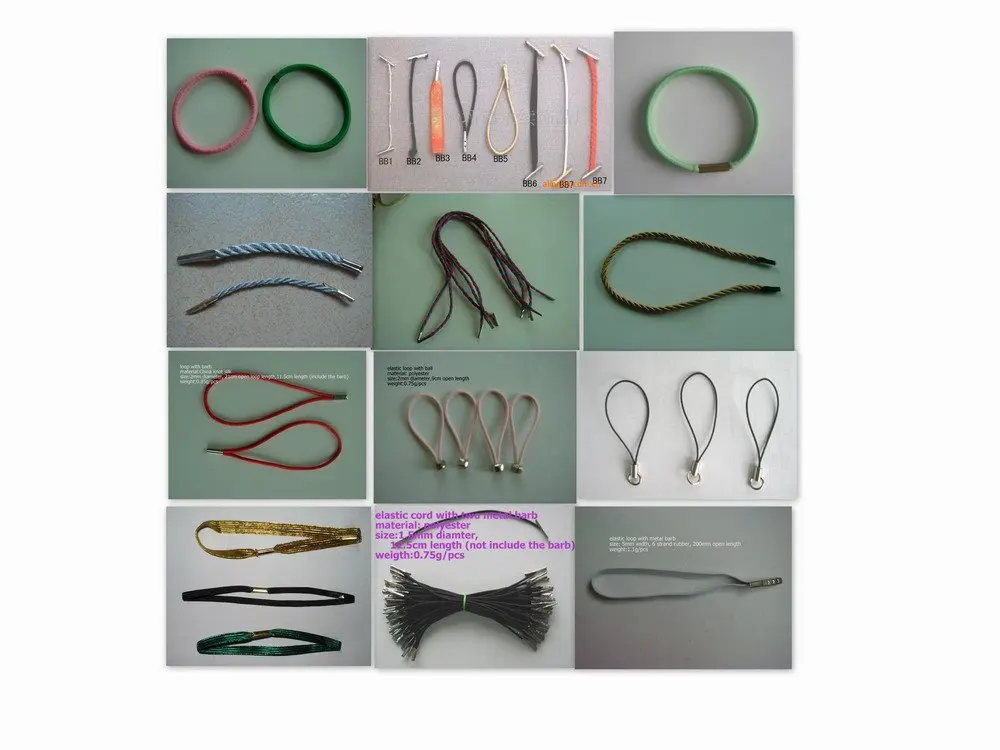woven elastic cord with metal barb end/loop ball barbed cord