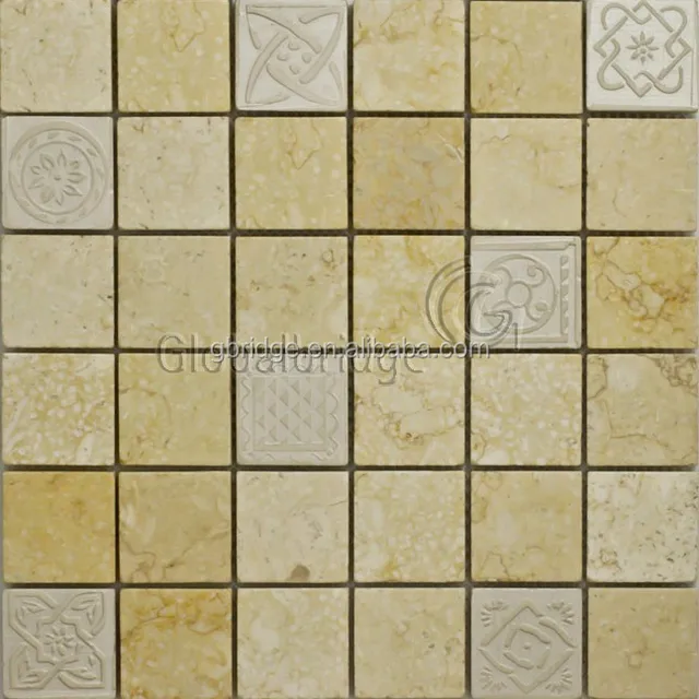 square carving stone yellow mosaic for wall &kitchen