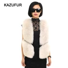 2017/2018 New Fashion Ladies Short Fox Fur Vest Genuine Leather Fur Vest