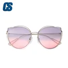 Women oversized metal frames glasses fashion lady sunglasses custom cat eye fashion sunglasses