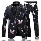 European Style Coat Pant Men Suit Fashion Casual 2 Piece Suit