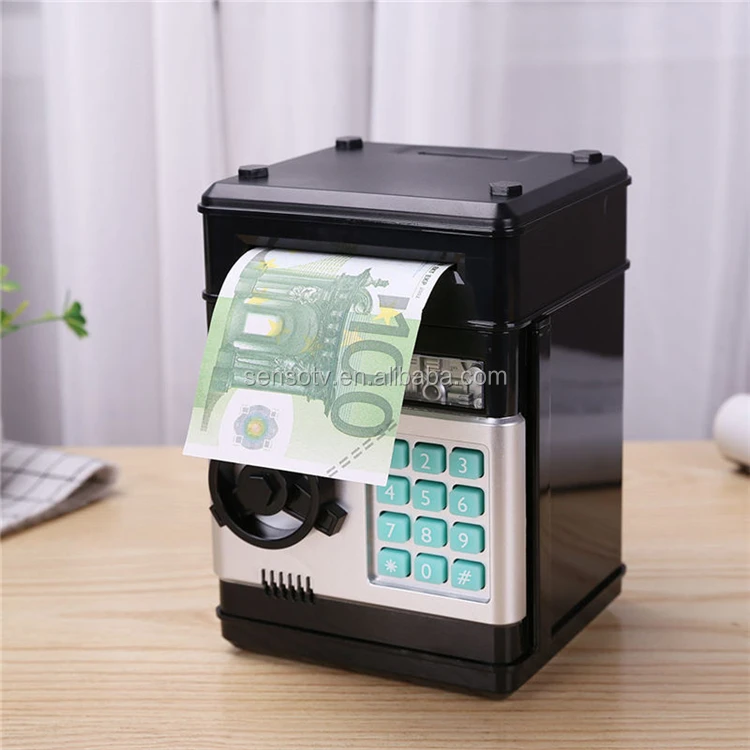حصالة على شكل حيوان إلكتروني ATM حصالة صغيرة كلمة السر السلامة مضغ عملة آلة إيداع النقدية هدية للأطفال