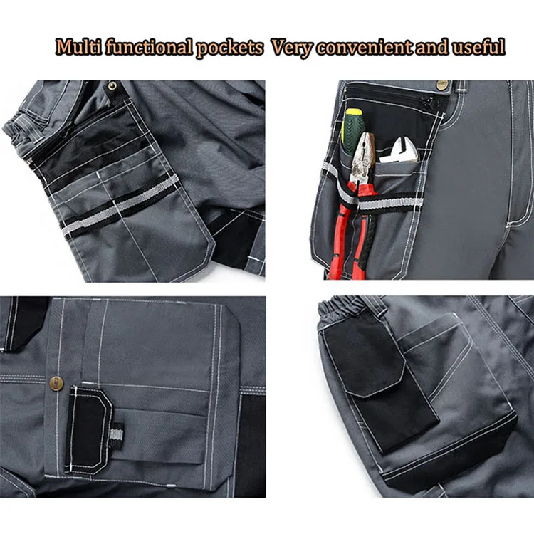 Men working pants multi-functional pockets work trousers with knee pads high quality wear-resistance worker mechanic cargo pants (8)