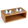 Raised Stand Feed Station Tray bamboo