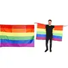 Cheap stock 100%polyester LGBT gay pride rainbow cape flag with sleeve