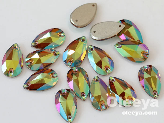 Wholesale High Quality 5A Flat Back Glass 10mm 16 Cut Round Crystal AB Sew on Rhinestones for Sewing on Clothes and Shoes