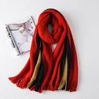 100% acrylic colorful long Knitted warp custom women plain woven scarf