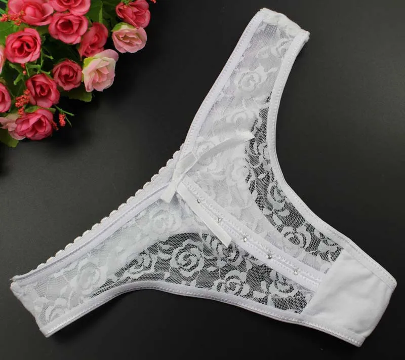 Stock 2016 bowknot transparent diamond Lace sey panties women underwear thongs bragas women panties sey underwear women briefs