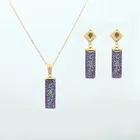 Vacuum Chain Gold Plated Jewelry Custom Natural Druzy Stone Pendant Charms Necklace For Women And Girls