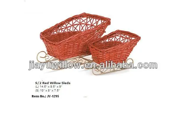 wholesale sled shape wicker basket as gifts use or home