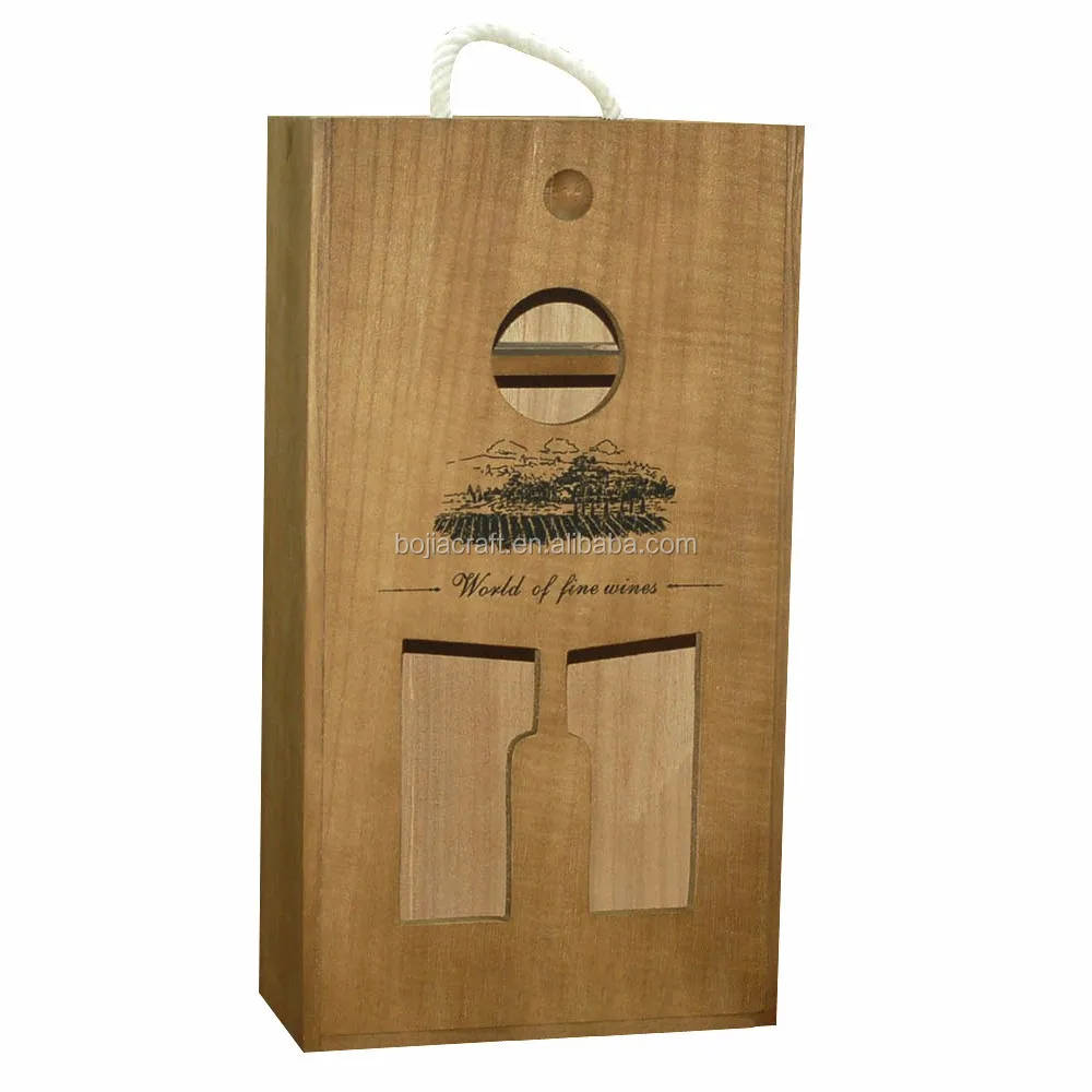 products name natural color 2 bottle wooden wine gift box with