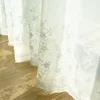 Simple Design White Floral Embroidered Window Sheer Curtains Voile Panels Tulle Fabric for Living room Bedroom