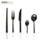 High-grade stainless steel black and white flatware portable travel Cutlery set