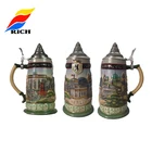 2018 ceramic wholesale antique german beer mug with metal lid