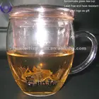 colored borosilicate glass tea cup with filter