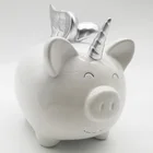 Ceramic white Piggy Bank Perfect Unique Gift Piggy money Bank for children pig animal coin box