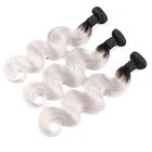 Factory Wholesale price High quality 8A Grade ombre 1B grey body wave remy Malaysian human hair bundles